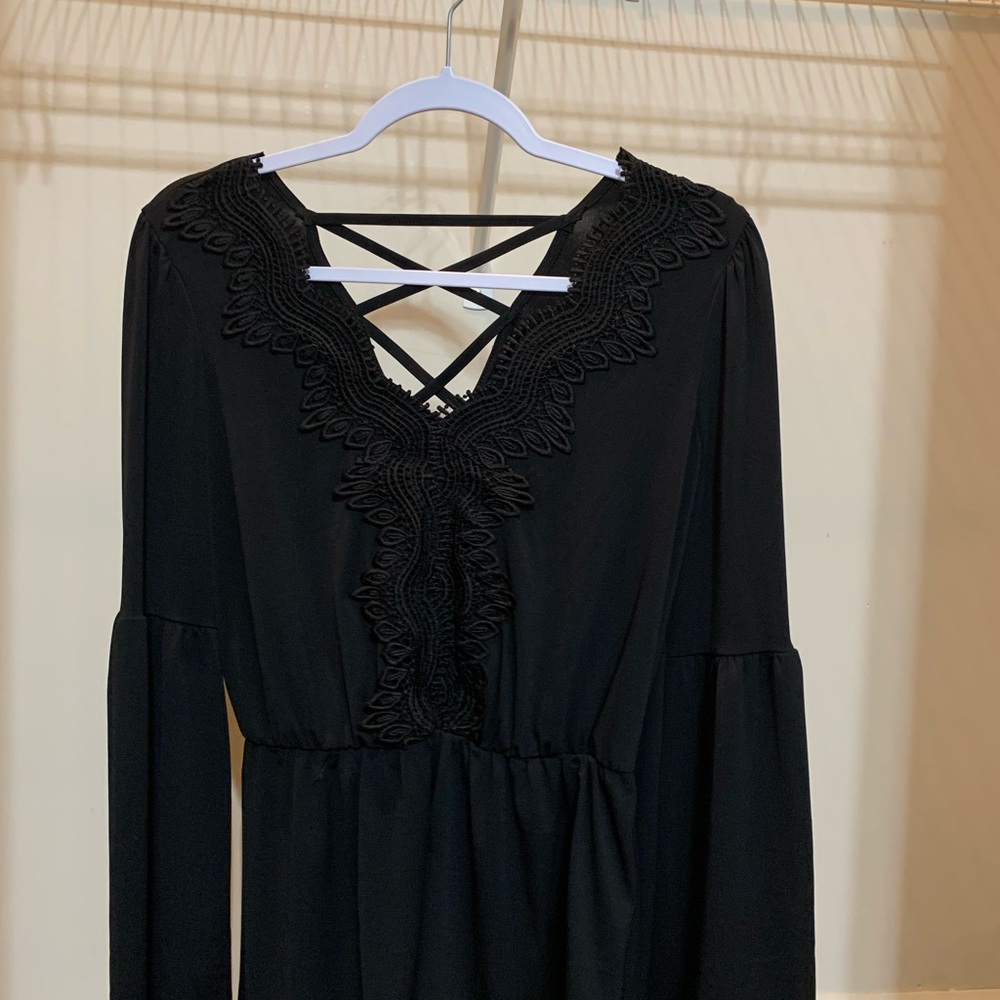 Maurices Black Blouse with Lace Detail